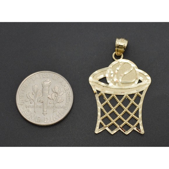 Real 10k Solid Yellow Gold Basket Ball Sports Charm Pendant 1.5 gr 31.1 mm - Picture 2 of 7